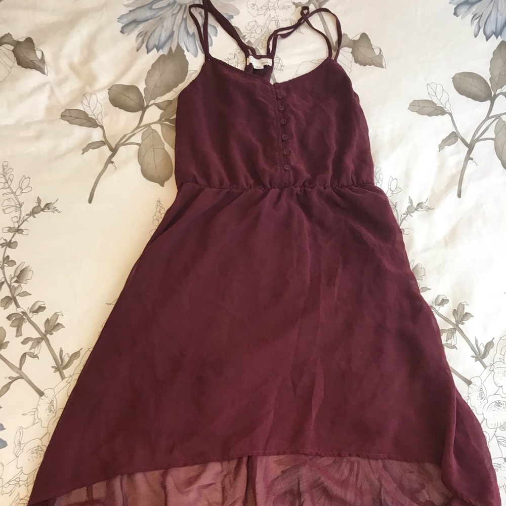 Garage  |  Hi-lo Flowy Burgundy Dress